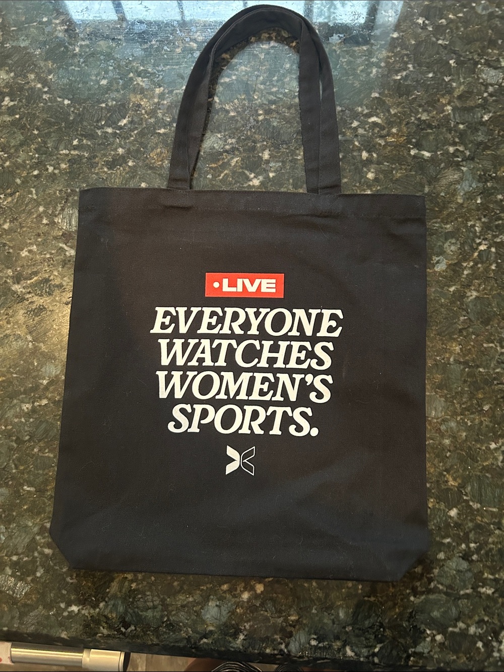 Black Canvas Tote Bag with Bold Slogan